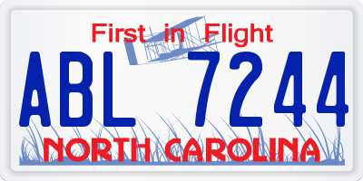 NC license plate ABL7244