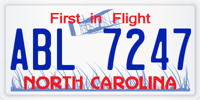 NC license plate ABL7247