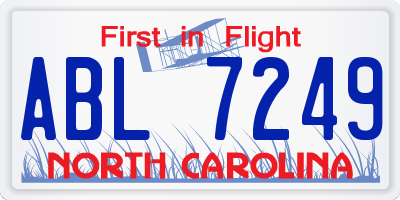 NC license plate ABL7249