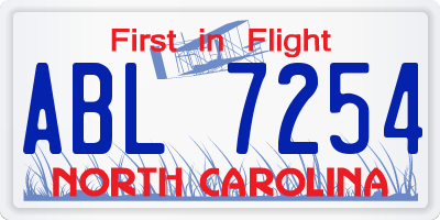 NC license plate ABL7254