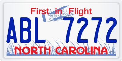 NC license plate ABL7272