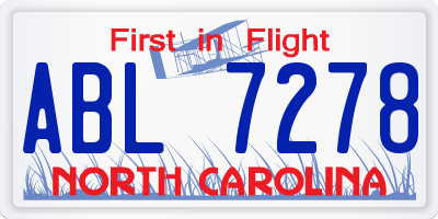 NC license plate ABL7278