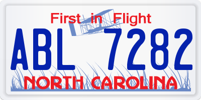 NC license plate ABL7282