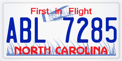 NC license plate ABL7285