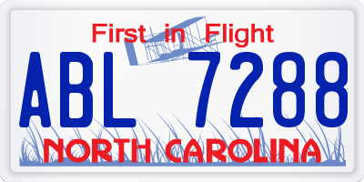 NC license plate ABL7288