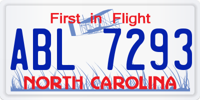 NC license plate ABL7293