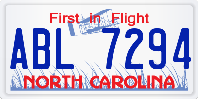 NC license plate ABL7294