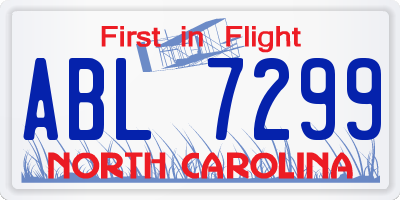 NC license plate ABL7299