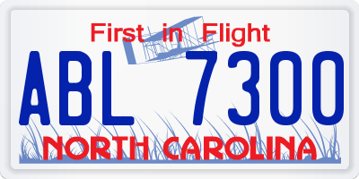 NC license plate ABL7300