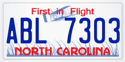 NC license plate ABL7303