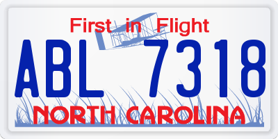 NC license plate ABL7318