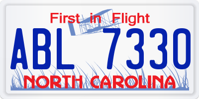 NC license plate ABL7330