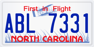 NC license plate ABL7331