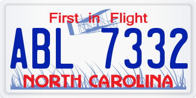 NC license plate ABL7332