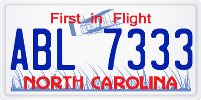 NC license plate ABL7333