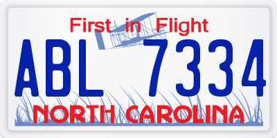 NC license plate ABL7334