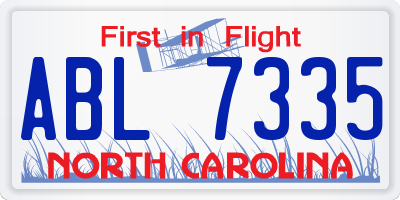 NC license plate ABL7335