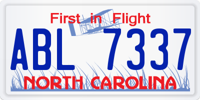 NC license plate ABL7337