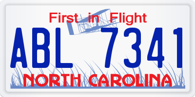 NC license plate ABL7341
