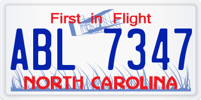 NC license plate ABL7347