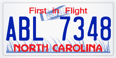 NC license plate ABL7348