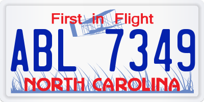 NC license plate ABL7349