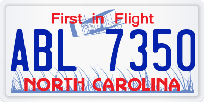 NC license plate ABL7350