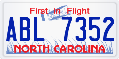 NC license plate ABL7352