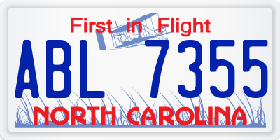 NC license plate ABL7355