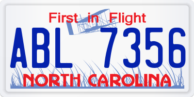 NC license plate ABL7356