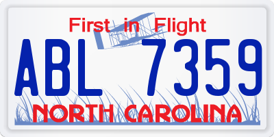 NC license plate ABL7359