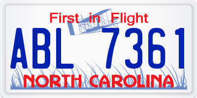 NC license plate ABL7361