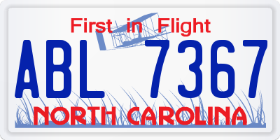 NC license plate ABL7367