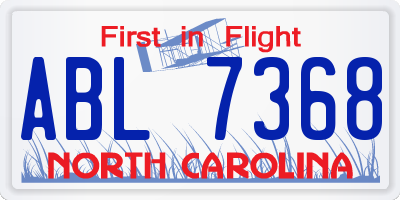 NC license plate ABL7368