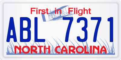 NC license plate ABL7371