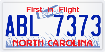 NC license plate ABL7373