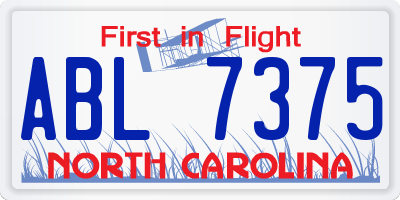 NC license plate ABL7375