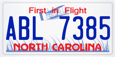 NC license plate ABL7385