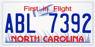 NC license plate ABL7392