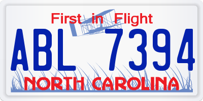 NC license plate ABL7394