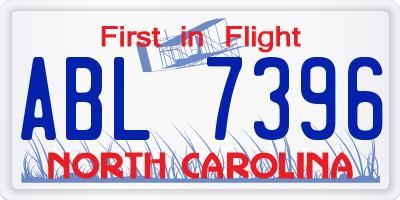 NC license plate ABL7396