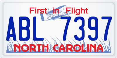 NC license plate ABL7397