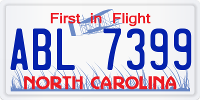 NC license plate ABL7399