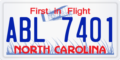 NC license plate ABL7401
