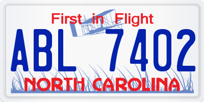 NC license plate ABL7402
