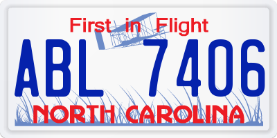 NC license plate ABL7406