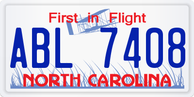 NC license plate ABL7408