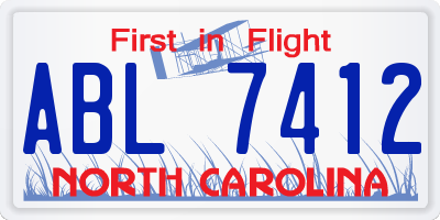 NC license plate ABL7412