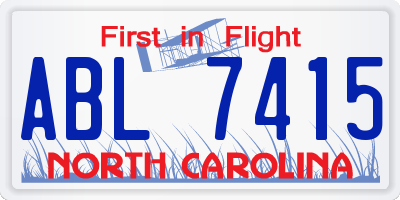 NC license plate ABL7415