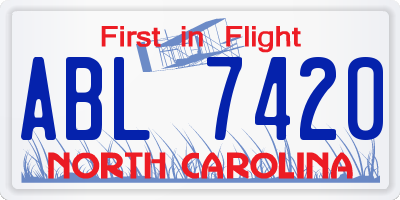 NC license plate ABL7420